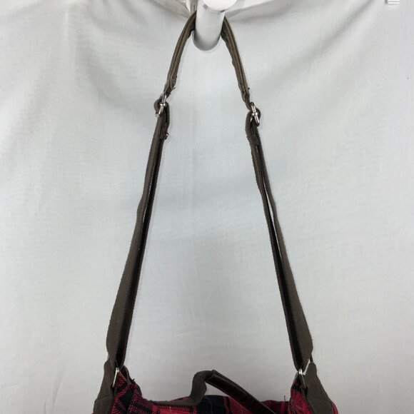 American Eagle Outfitters Red Plaid Canvas Duffel Bag - Picture 2 of 12